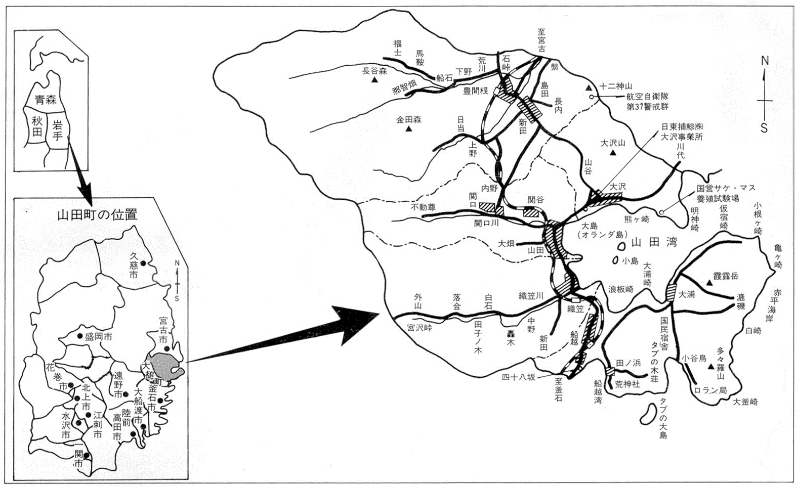 山田町の地図