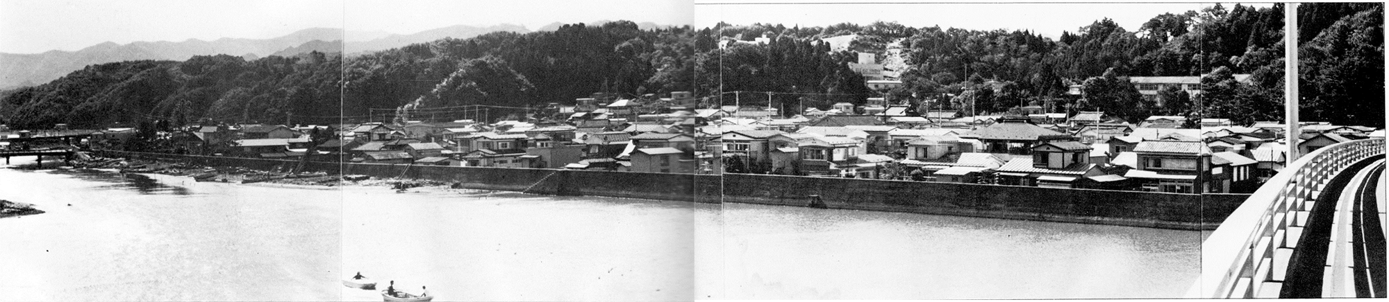 織笠大橋から見た織笠地区の写真