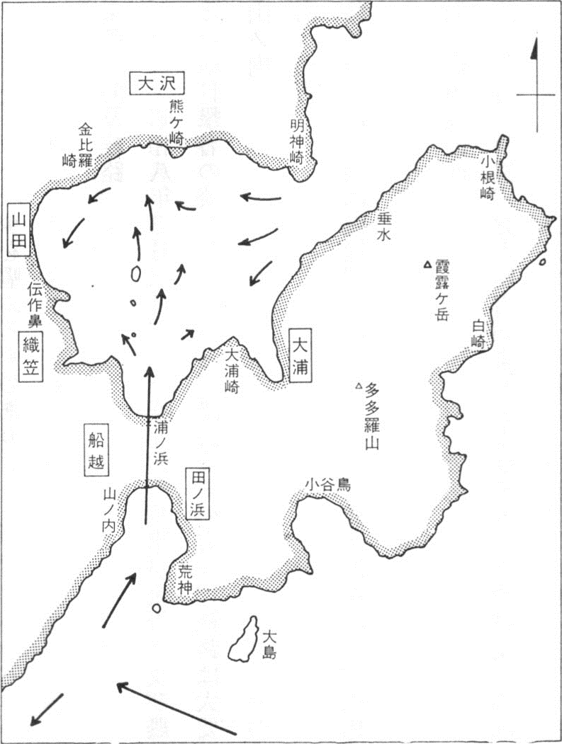 津波襲来の方向及経路の図